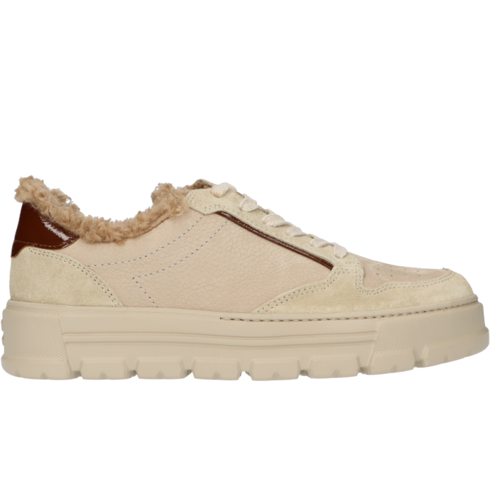 Beige nubuck leren Paul Green 4120 024 dames sneaker.