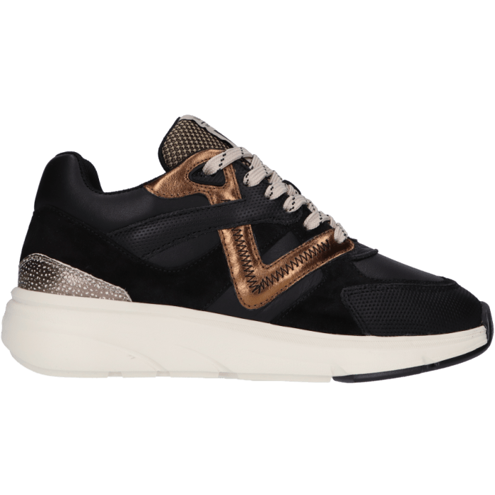 Zwart combi Via Vai Vic Kyro 62184 04 Vitello Nero dames sneaker.