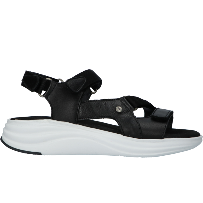 Zwart leren Wolky 0565030 010 Black dames sandaal.